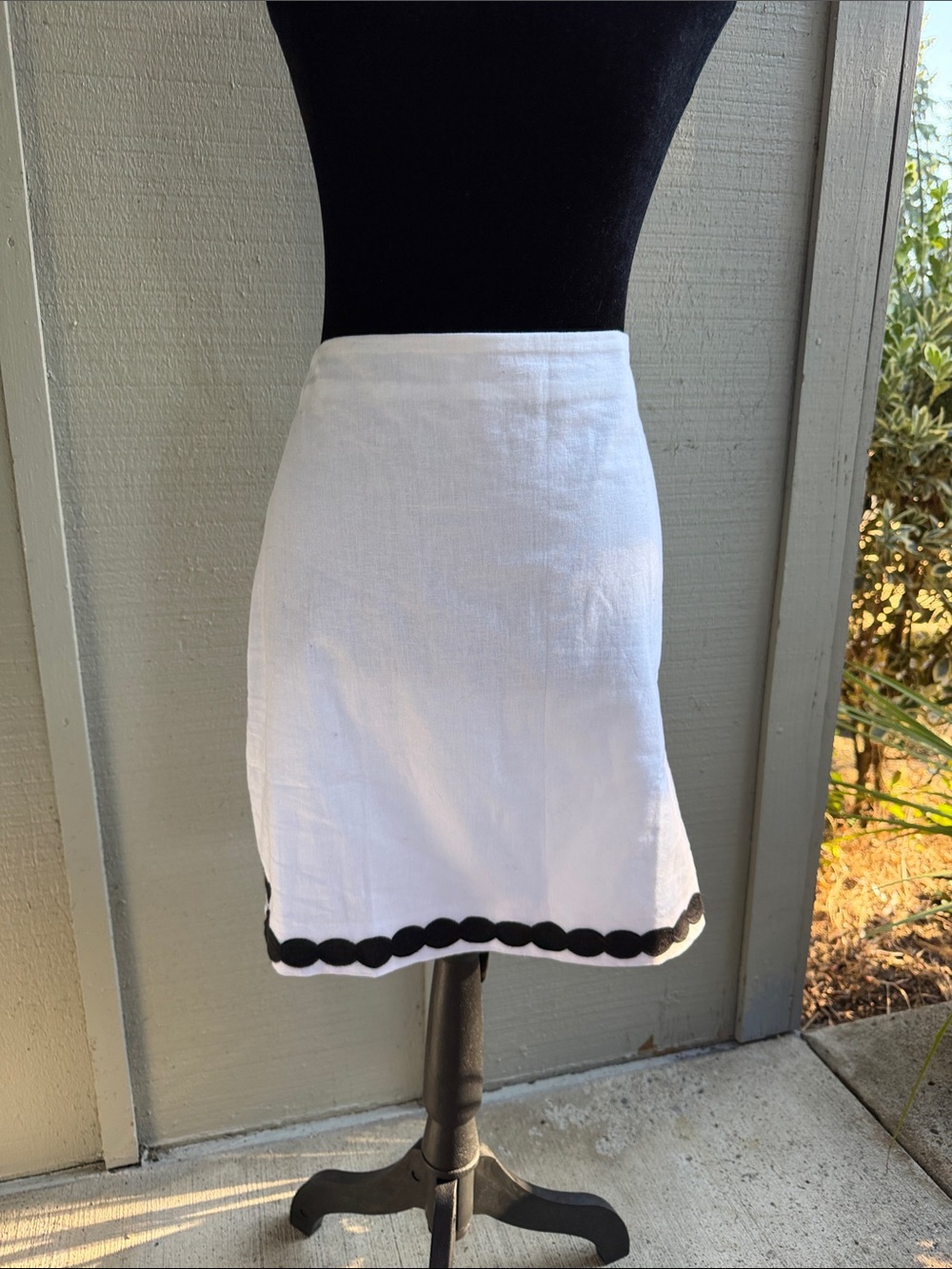 Loft White Mini Skirt with Black Trim
